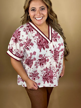 Rhonda Burgundy Floral Dolman Top
