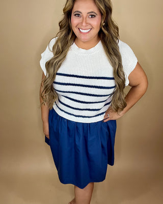Sail in Style Navy Striped Dress