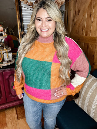 Estra Jade Color Block Sweater