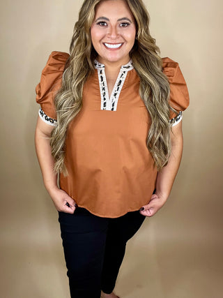 Mandy Caramel V-neck Top