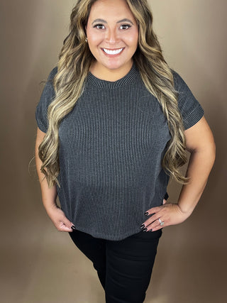 Elora Acorn Ribbed Short Sleeve Top