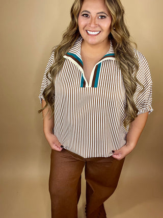 Mila Caramel Striped Dolman Top
