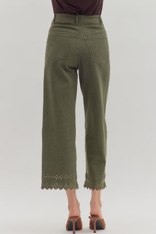 Abner Olive High Waist Ankle Length Bottoms
