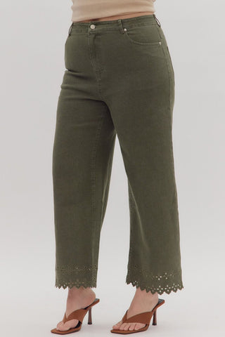 Abner Olive High Waist Ankle Length Bottoms