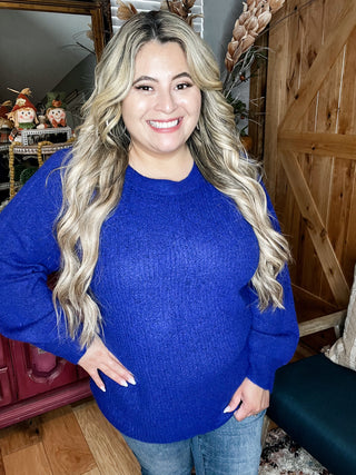 Crissy Royal Blue Textured Knit Sweater