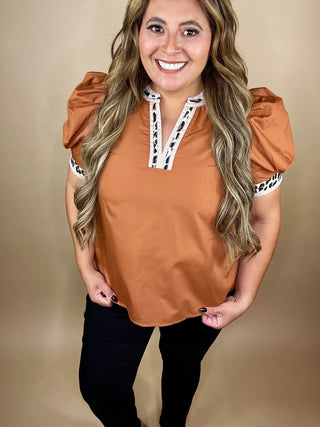 Mandy Caramel V-neck Top