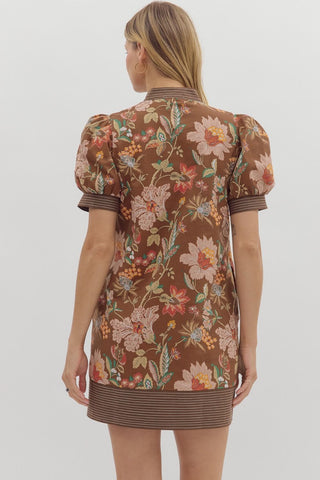 Karina Brown Floral Mini Dress