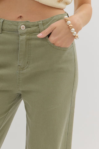 Madden Olive Mid-Rise Ankle Length Pants