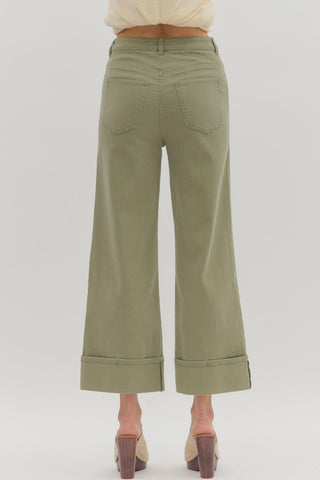 Madden Olive Mid-Rise Ankle Length Pants