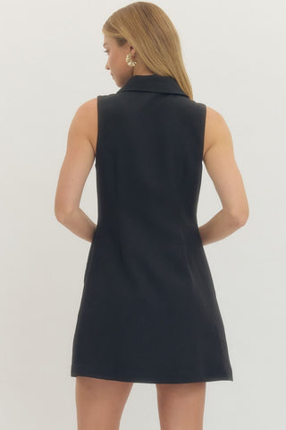 Vita Sleeveless Black Mini Dress