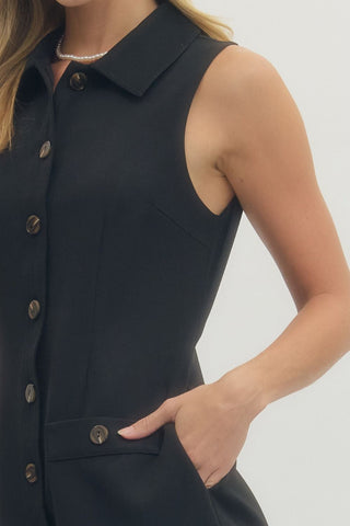Vita Sleeveless Black Mini Dress