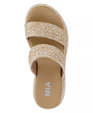 Zayla Raffia Wedge Slide Sandals