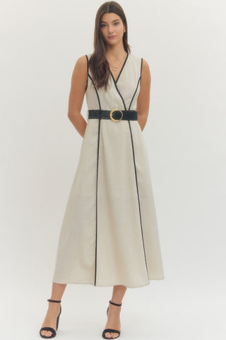 Zia Sleeveless Natural Midi Dress