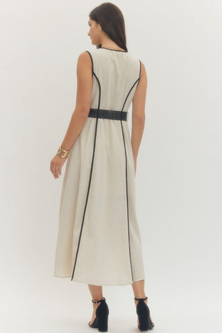 Zia Sleeveless Natural Midi Dress