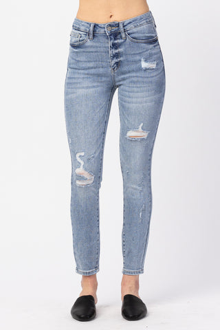 Jamar Judy Blue Light High Waisted Minimal Distressed Skinny Jeans