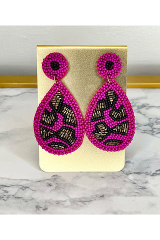 Hot Pink Cami  Leopard Earrings