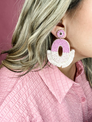 Jaxine Sea Bead Multi-Pink Statement Earrings