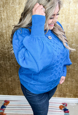 Skies are Blue Turquoise Cable Knit Sweater