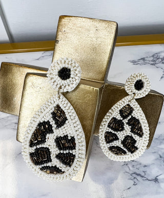 Cream Cami Leopard Earrings