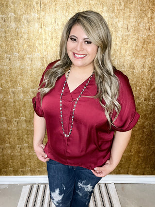 STATE YOUR BUSINESS TOP-BURGUNDY