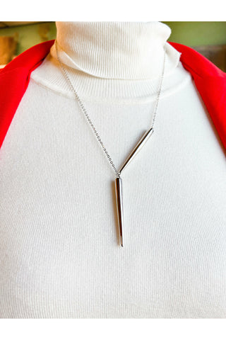 Elite Double Spike Necklace-Silver