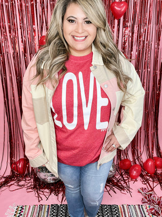 Love Graphic Tee- Heather Red