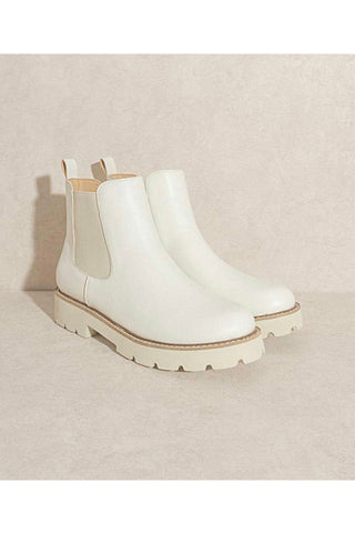 Gianna Winter White Chunky Threaded Sole Boots