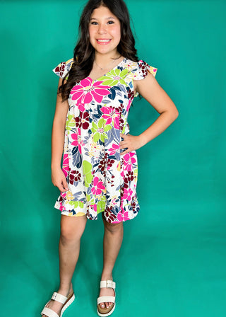 Tropical Blossoms Baby Doll Dress