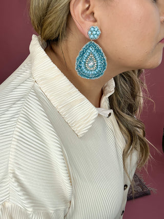 Andra Blue Sea Bead Earrings