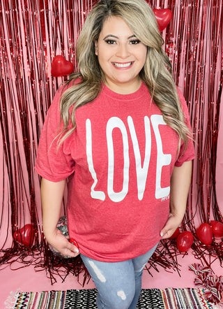 Love Graphic Tee- Heather Red